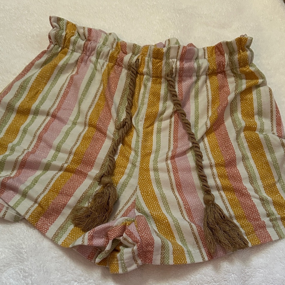 No Boundaries High Waist Striped Shorts - Pink, Green, Yellow